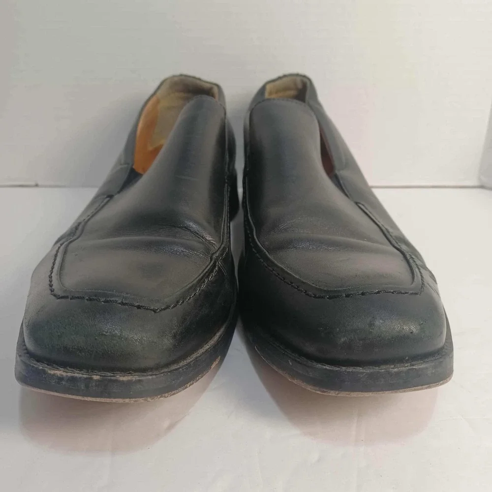 Johnston‎ & Murphy Mens 10.5 Black Leather Slip On Loafers Dress Shoes